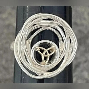 Keith Jack designer Sterling silver & solid 10K Celtic trinity knot ring size 10